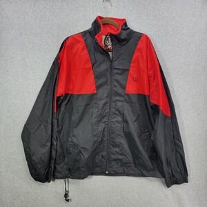 VINTAGE JC Penney Jacket Mens L Black Red Full Zip Windbreaker USA Olympics